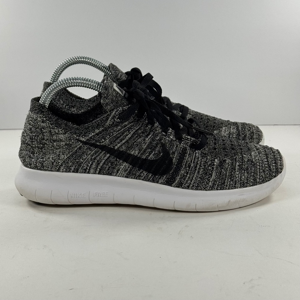 Nike Free RN Flyknit 2016 Womens 8 Black White Oreo‎ Running Shoes 831070-100
